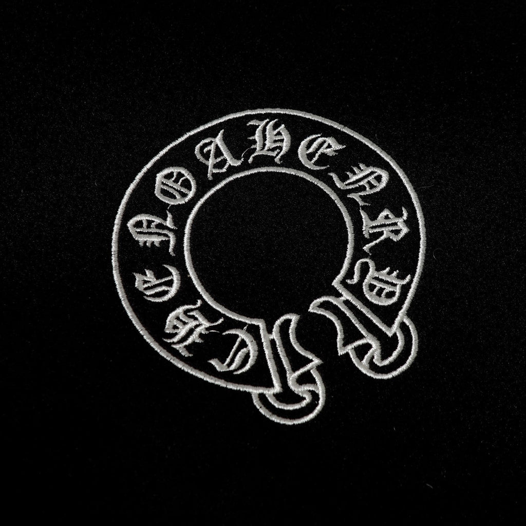 Chrome-Hearts Layered Cross Varsity Jacket - Black White Street Style Outerwear 2208