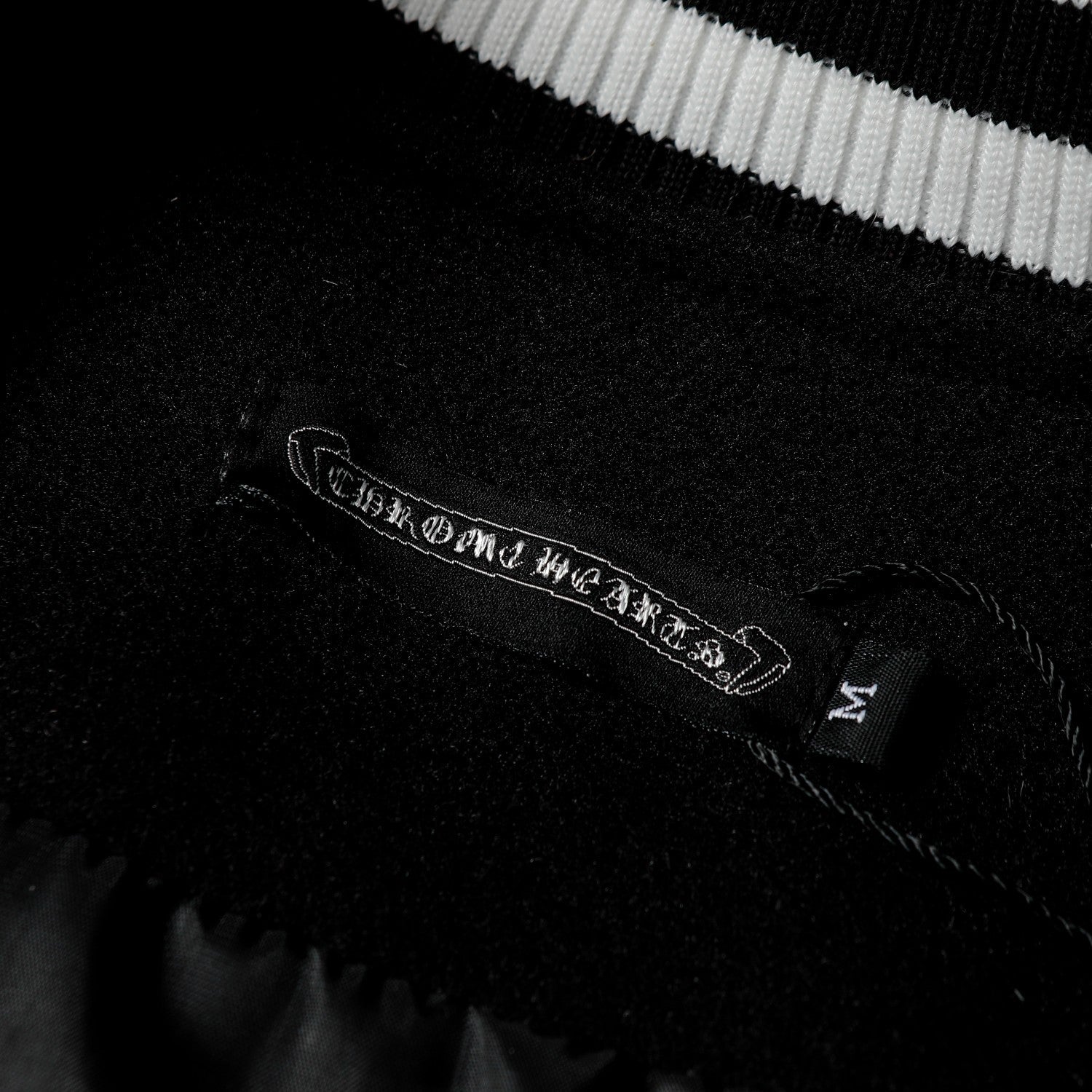 Chrome-Hearts Layered Cross Varsity Jacket - Black White Street Style Outerwear 2208