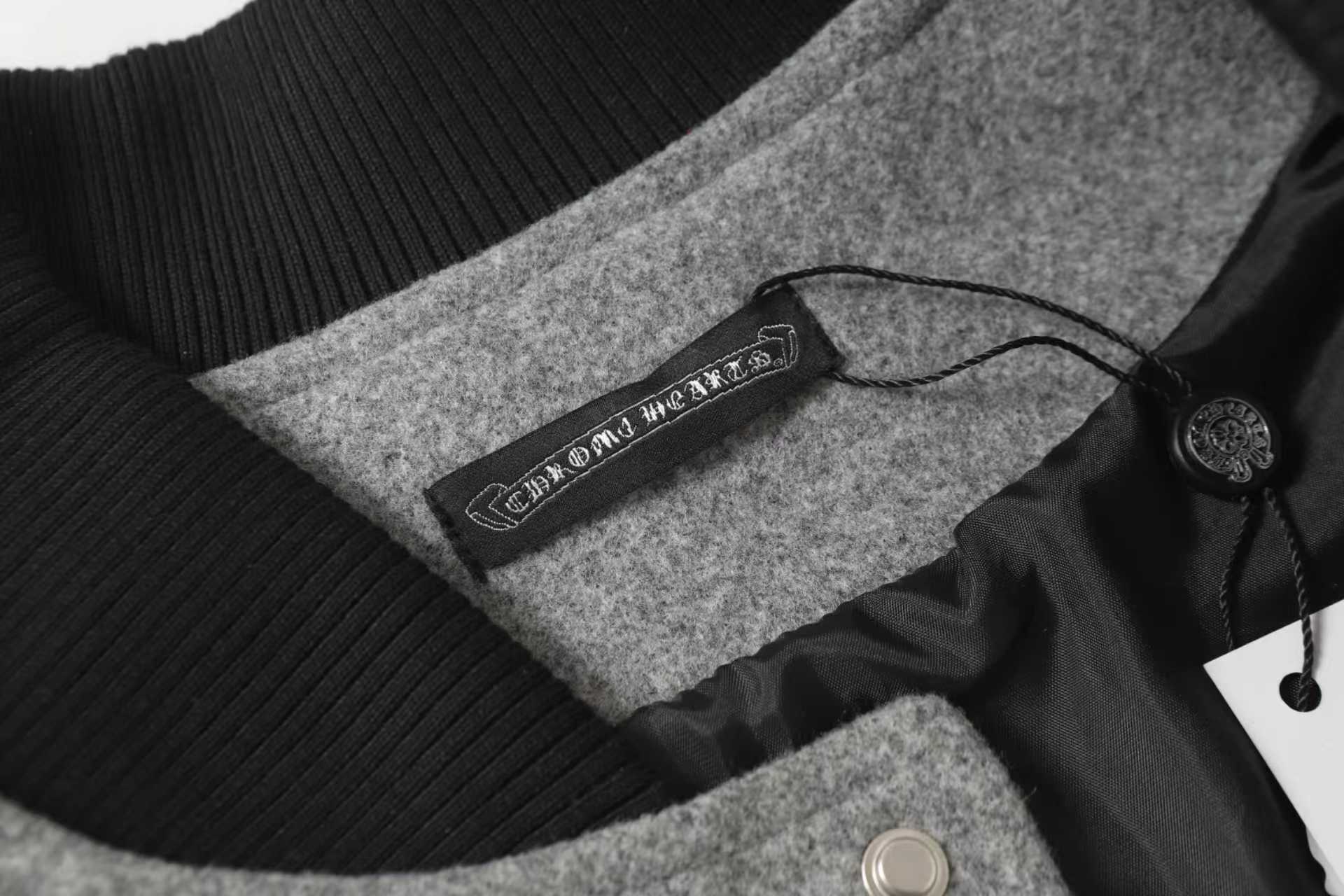 Chrome-Hearts Multi Cross Varsity Jacket - Grey Black Street Jacket 2215